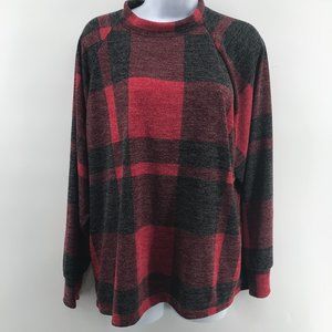Plaid Long Sleeve Top - Red and Black